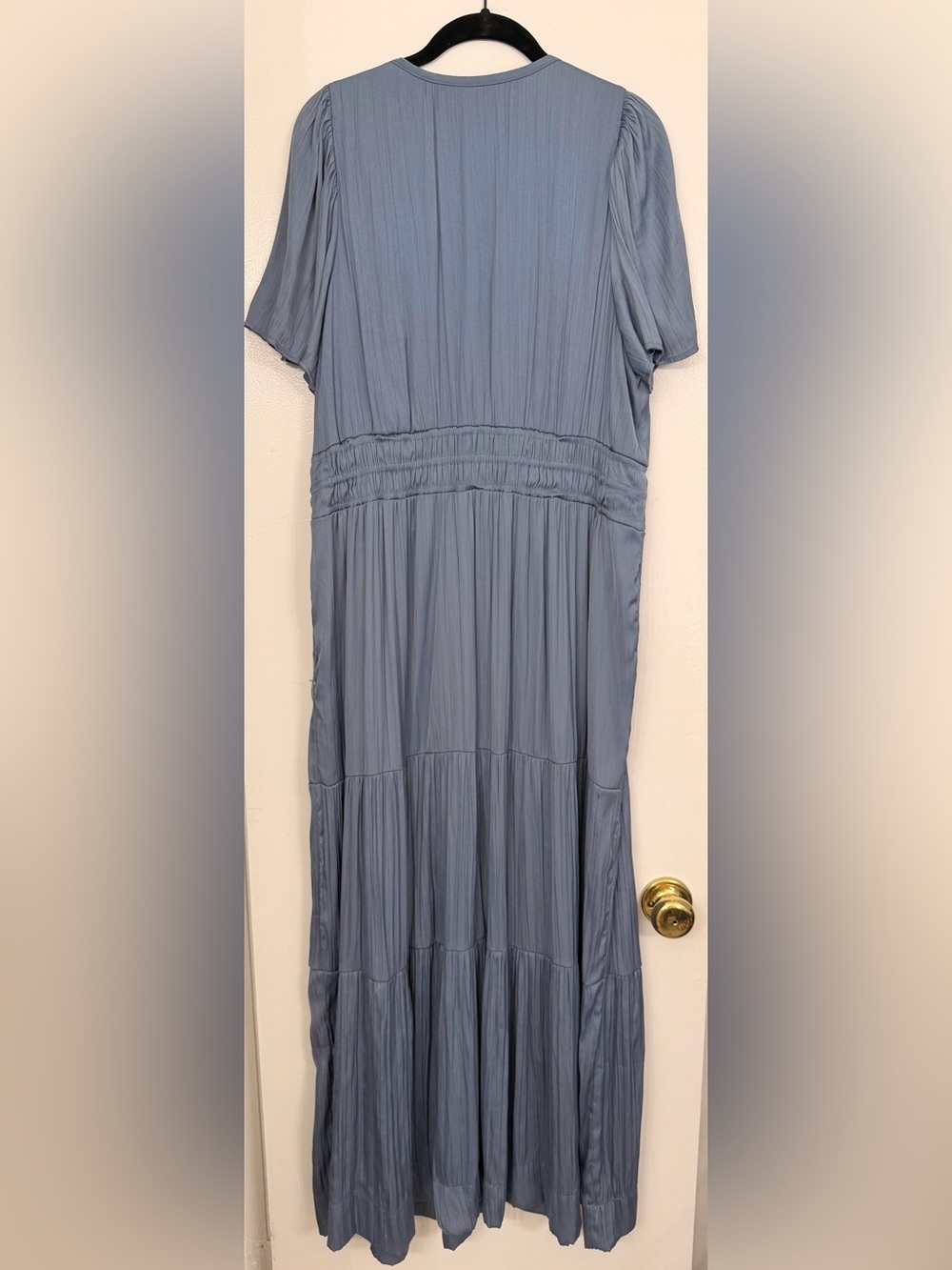 Anthropologie The Somerset Satin Maxi Dress Blue Slate Size XL - Picture 6 of 9